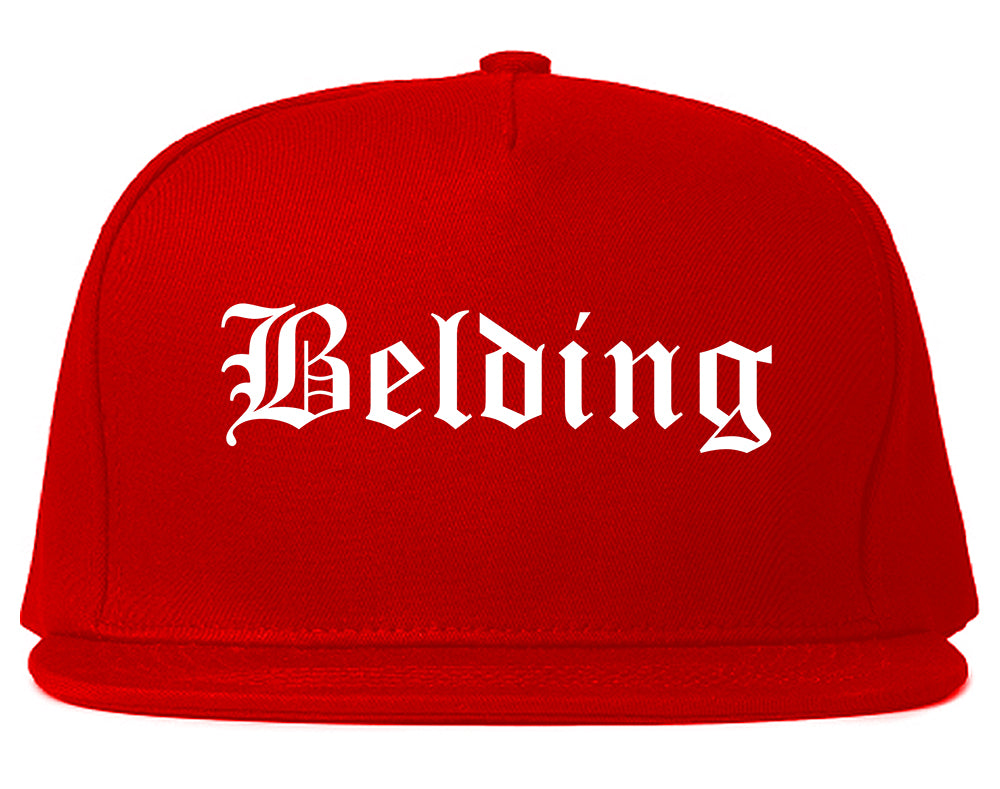 Belding Michigan MI Old English Mens Snapback Hat Red