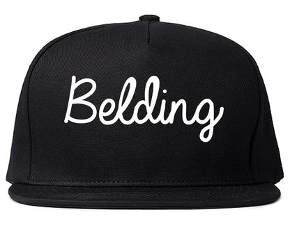 Belding Michigan MI Script Mens Snapback Hat Black