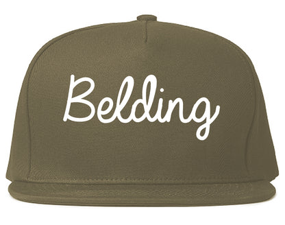 Belding Michigan MI Script Mens Snapback Hat Grey