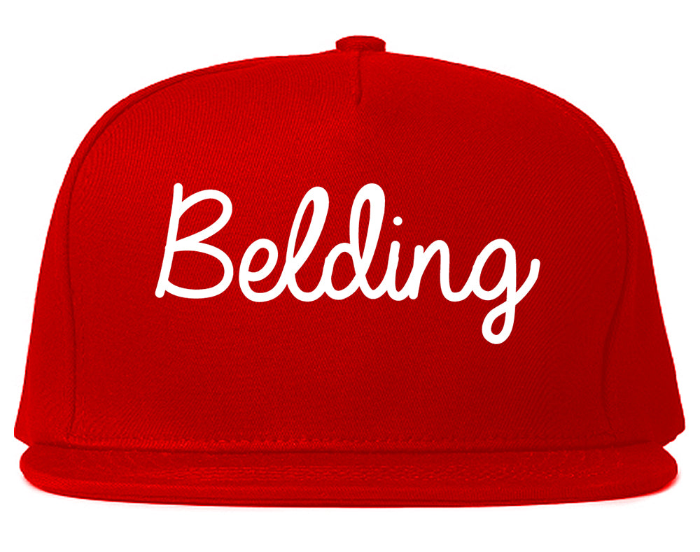 Belding Michigan MI Script Mens Snapback Hat Red