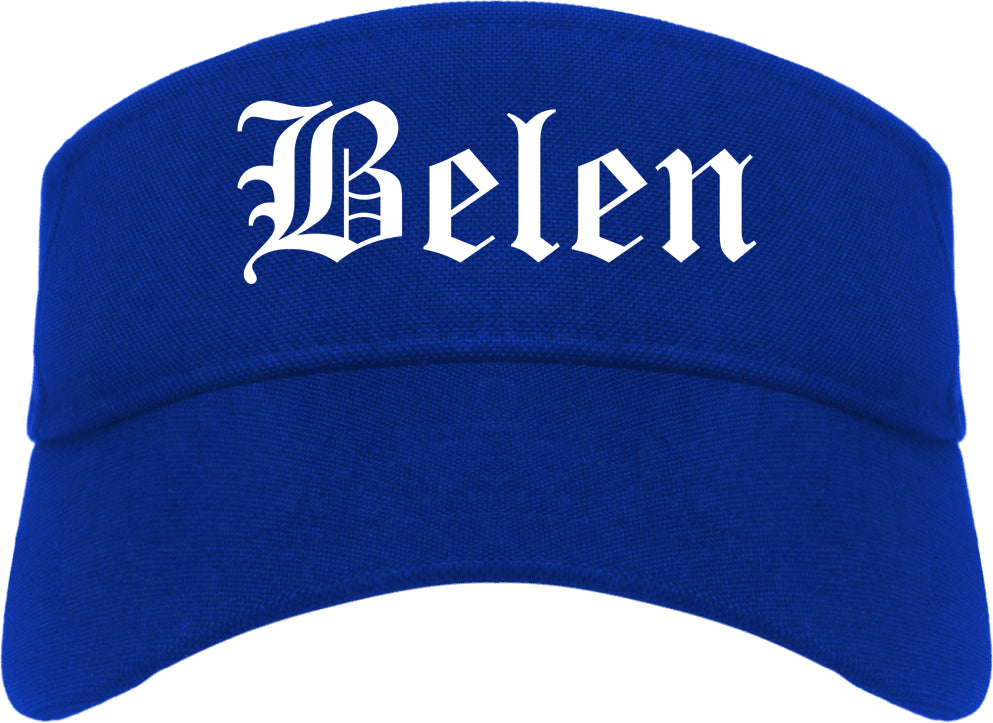 Belen New Mexico NM Old English Mens Visor Cap Hat Royal Blue