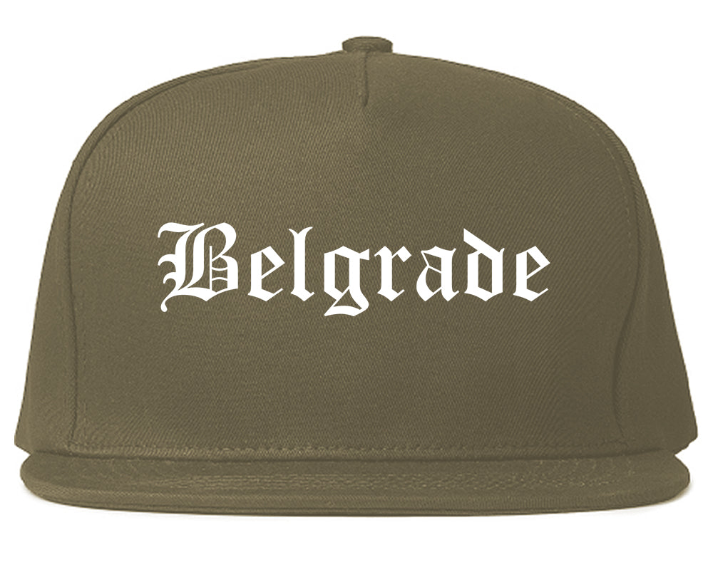 Belgrade Montana MT Old English Mens Snapback Hat Grey