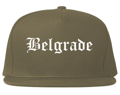 Belgrade Montana MT Old English Mens Snapback Hat Grey