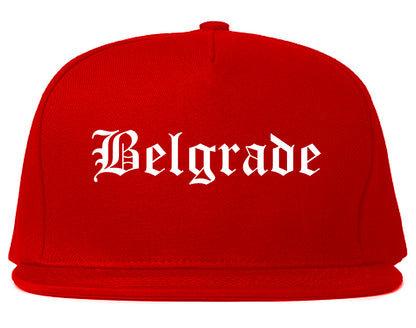 Belgrade Montana MT Old English Mens Snapback Hat Red