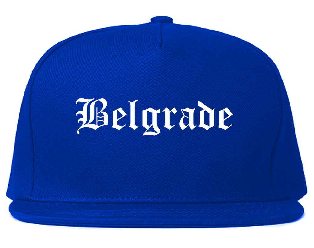 Belgrade Montana MT Old English Mens Snapback Hat Royal Blue
