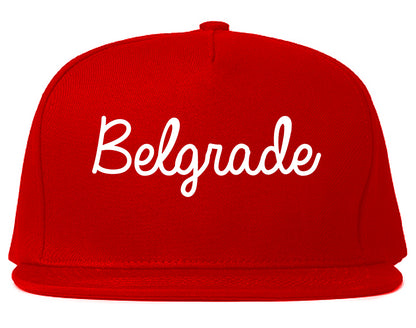 Belgrade Montana MT Script Mens Snapback Hat Red