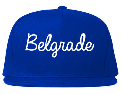 Belgrade Montana MT Script Mens Snapback Hat Royal Blue