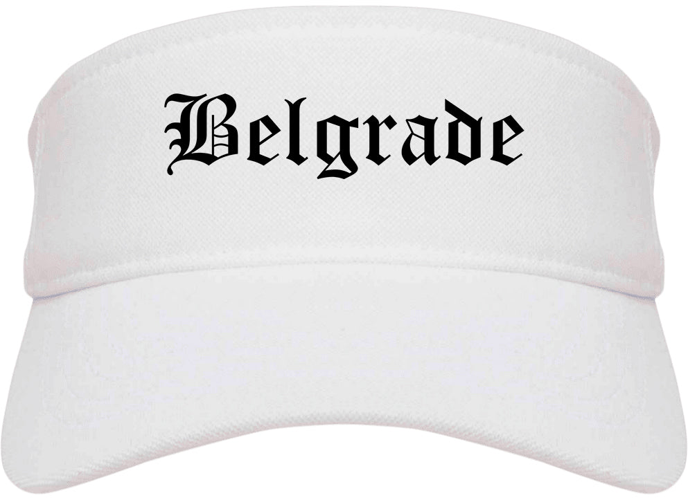 Belgrade Montana MT Old English Mens Visor Cap Hat White
