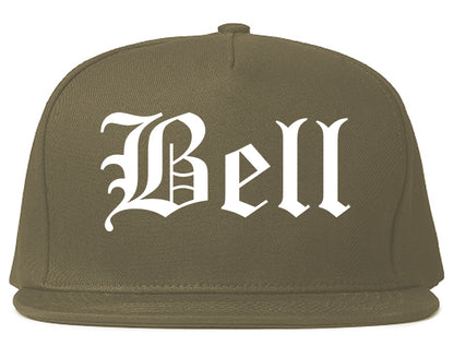 Bell California CA Old English Mens Snapback Hat Grey