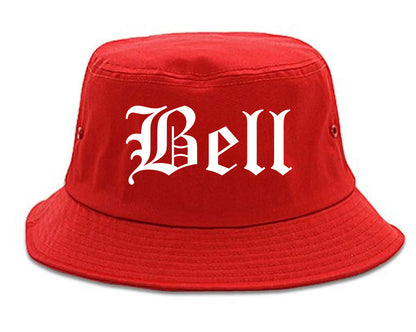 Bell California CA Old English Mens Bucket Hat Red