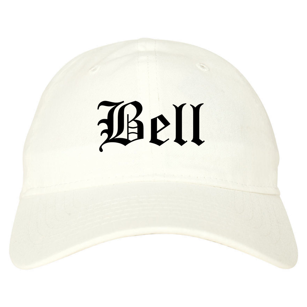 Bell California CA Old English Mens Dad Hat Baseball Cap White