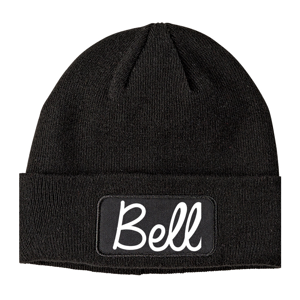 Bell California CA Script Mens Knit Beanie Hat Cap Black