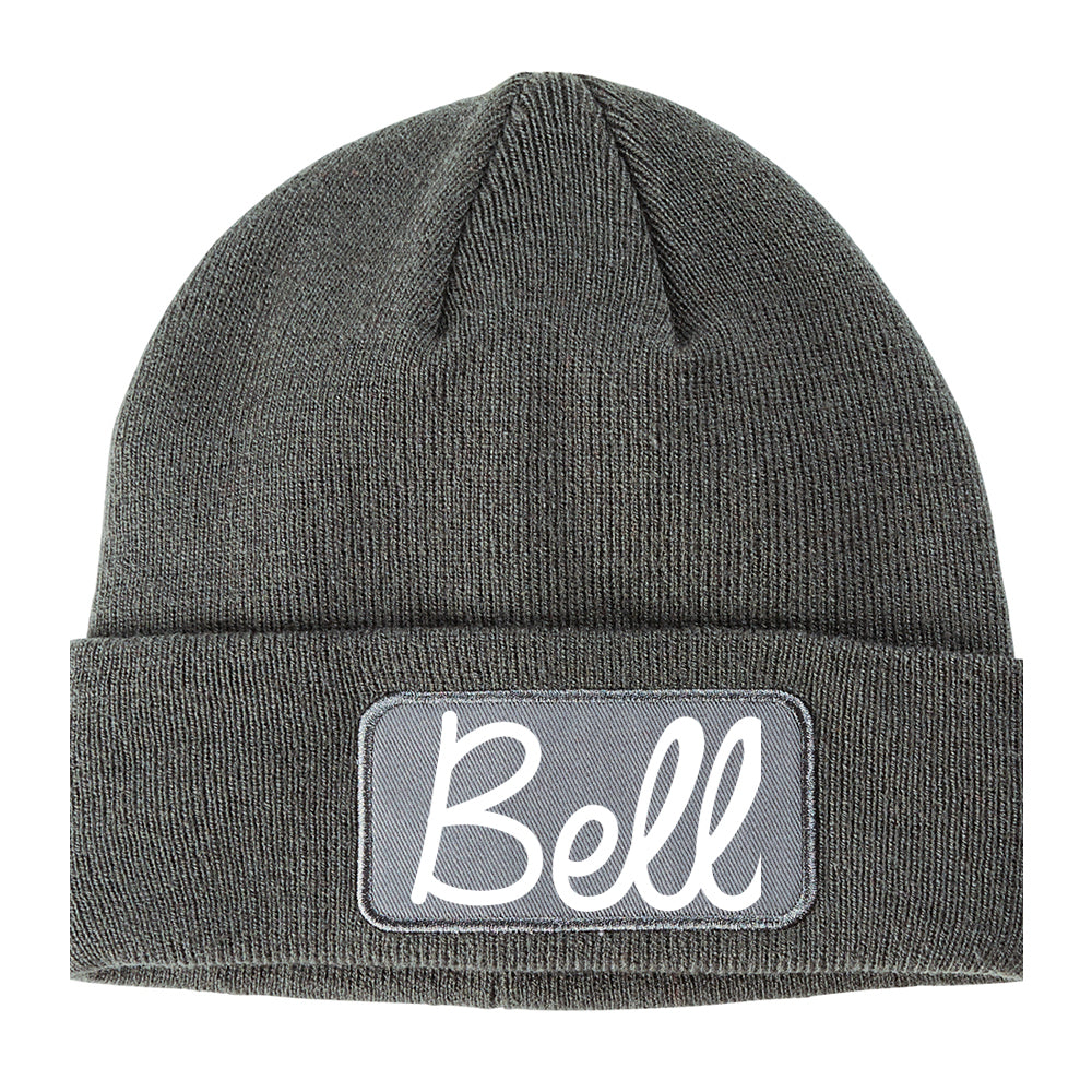 Bell California CA Script Mens Knit Beanie Hat Cap Grey