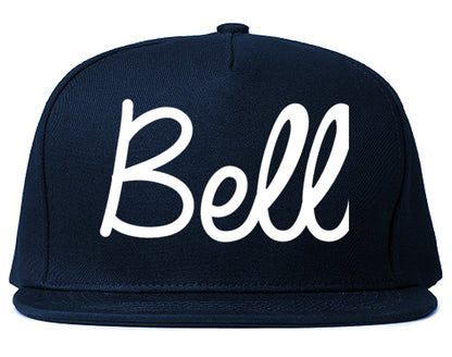 Bell California CA Script Mens Snapback Hat Navy Blue
