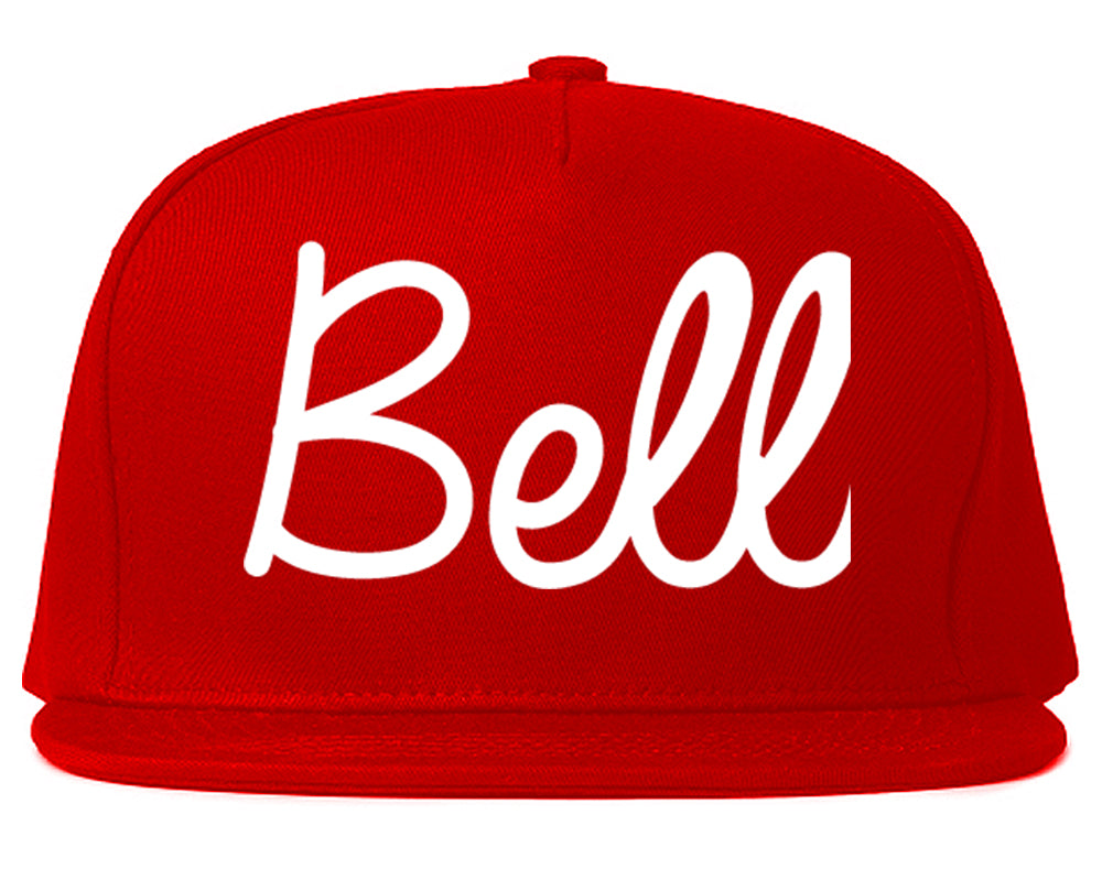 Bell California CA Script Mens Snapback Hat Red