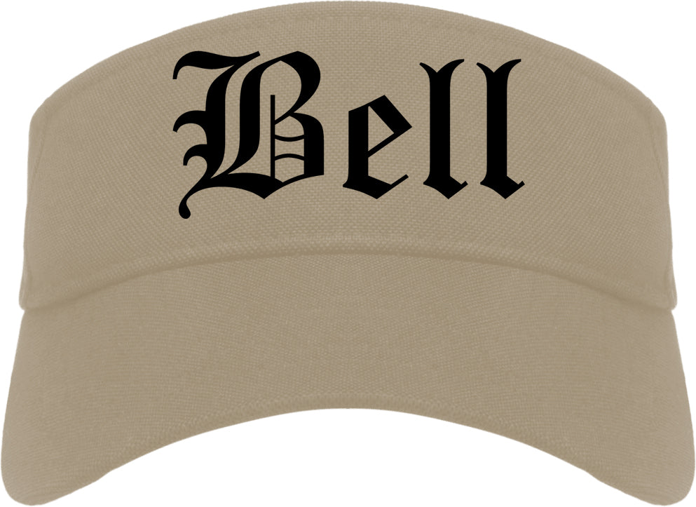 Bell California CA Old English Mens Visor Cap Hat Khaki
