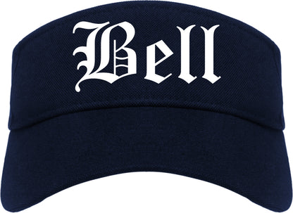 Bell California CA Old English Mens Visor Cap Hat Navy Blue