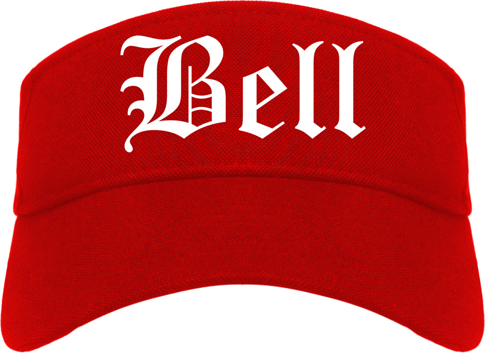 Bell California CA Old English Mens Visor Cap Hat Red