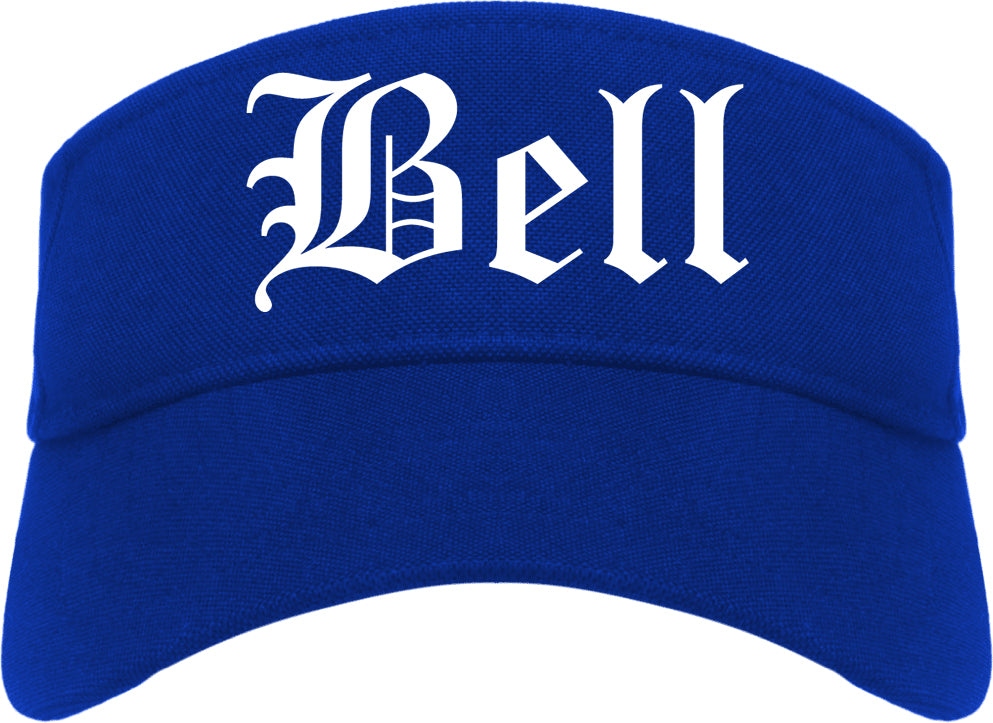 Bell California CA Old English Mens Visor Cap Hat Royal Blue
