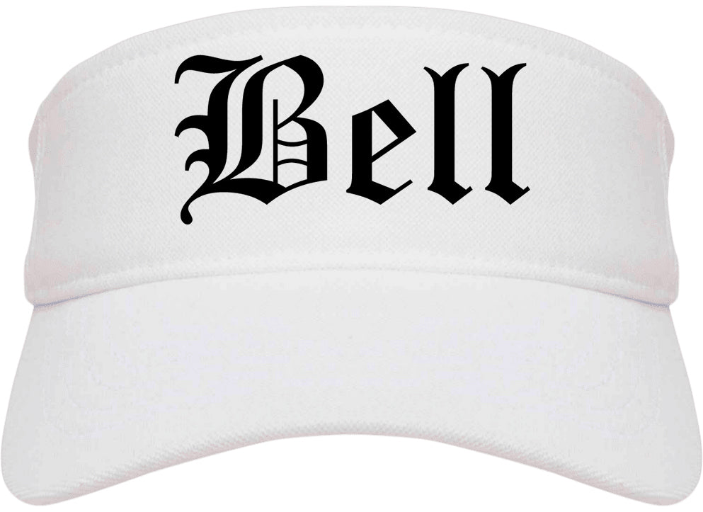 Bell California CA Old English Mens Visor Cap Hat White