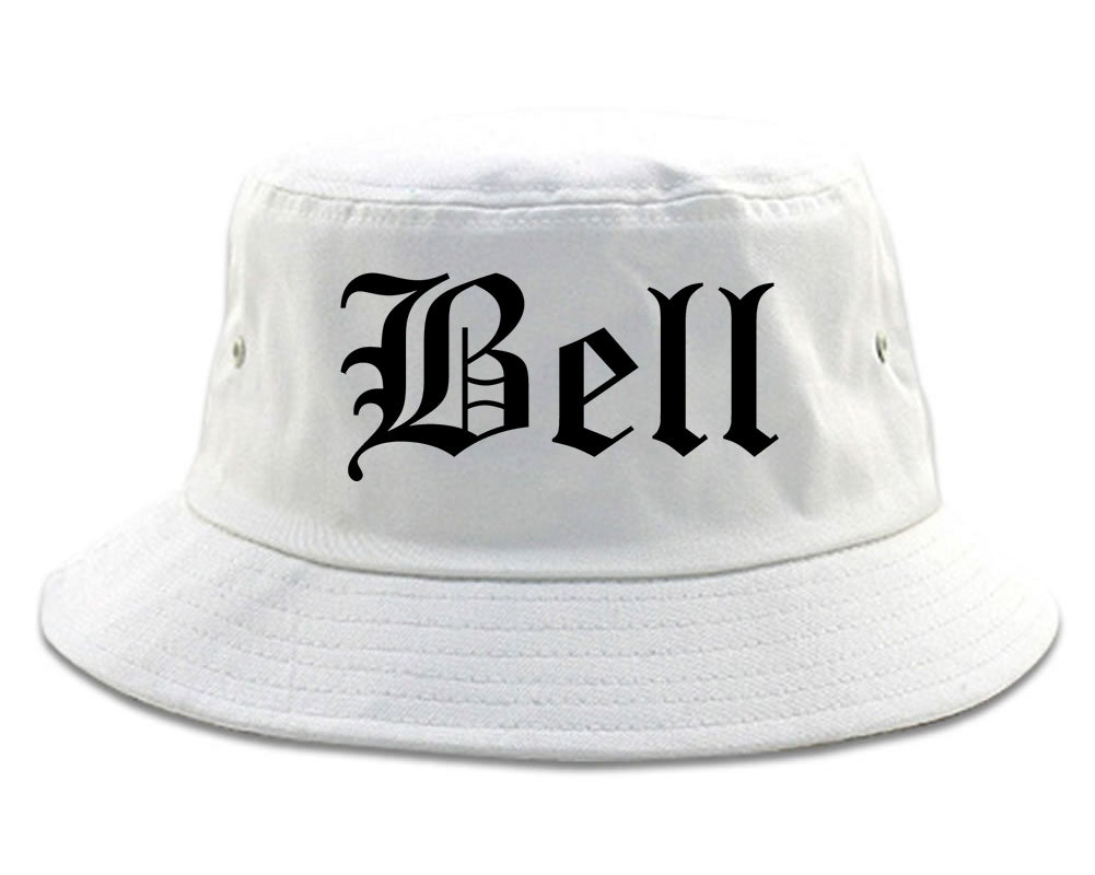 Bell California CA Old English Mens Bucket Hat White