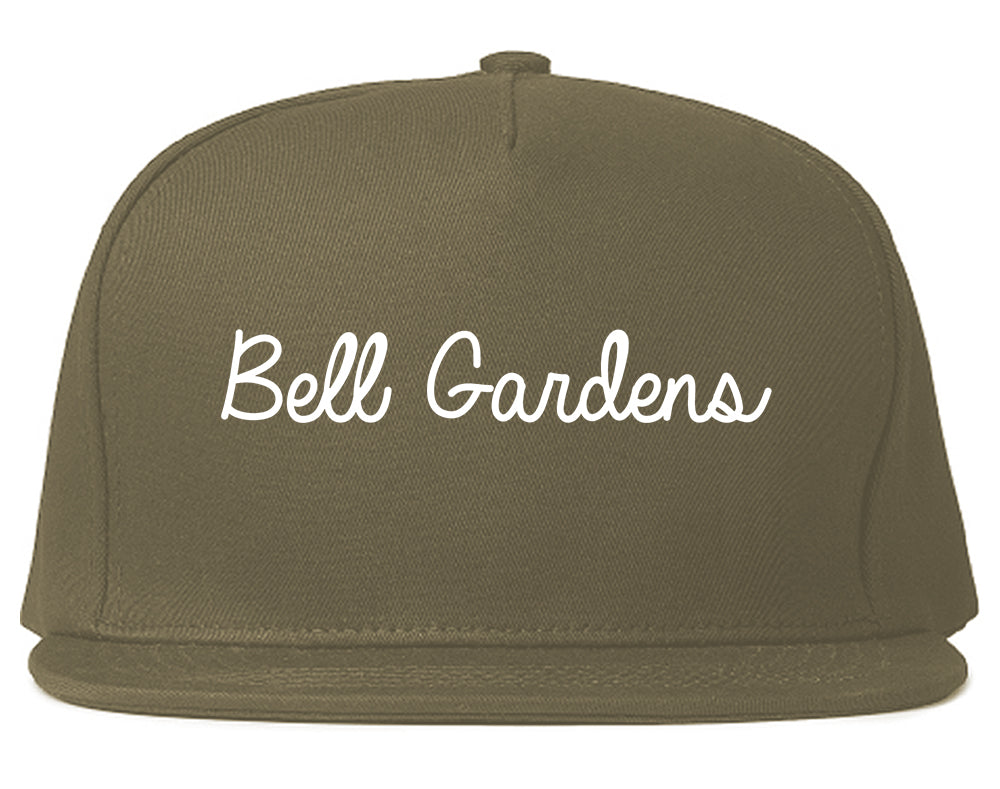 Bell Gardens California CA Script Mens Snapback Hat Grey
