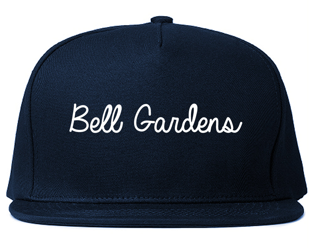 Bell Gardens California CA Script Mens Snapback Hat Navy Blue