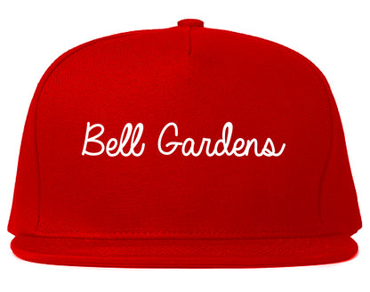 Bell Gardens California CA Script Mens Snapback Hat Red