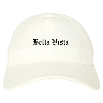 Bella Vista Arkansas AR Old English Mens Dad Hat Baseball Cap White