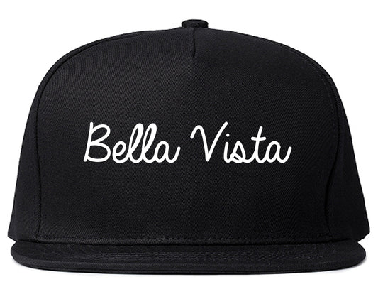 Bella Vista Arkansas AR Script Mens Snapback Hat Black