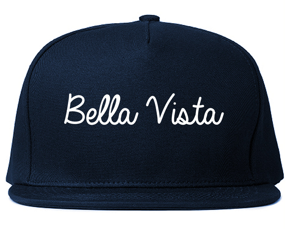 Bella Vista Arkansas AR Script Mens Snapback Hat Navy Blue