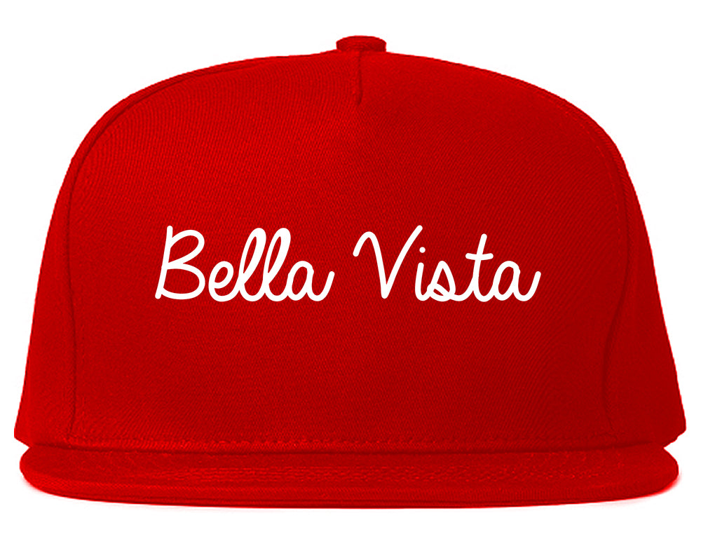 Bella Vista Arkansas AR Script Mens Snapback Hat Red