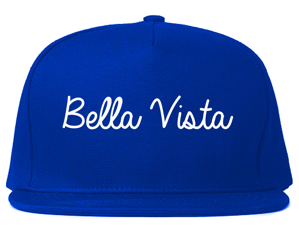 Bella Vista Arkansas AR Script Mens Snapback Hat Royal Blue