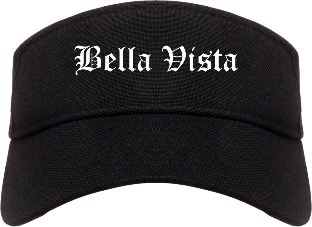 Bella Vista Arkansas AR Old English Mens Visor Cap Hat Black
