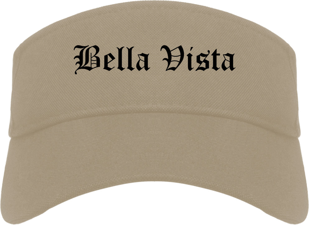 Bella Vista Arkansas AR Old English Mens Visor Cap Hat Khaki