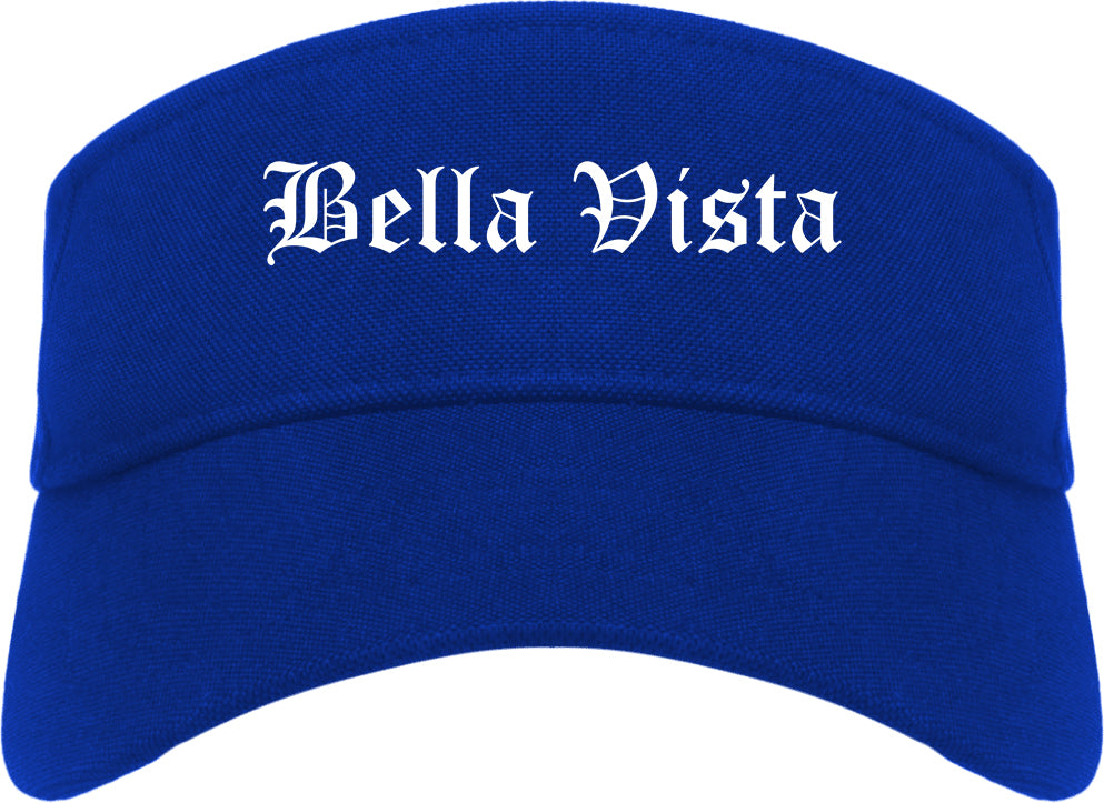Bella Vista Arkansas AR Old English Mens Visor Cap Hat Royal Blue