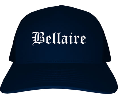 Bellaire Ohio OH Old English Mens Trucker Hat Cap Navy Blue