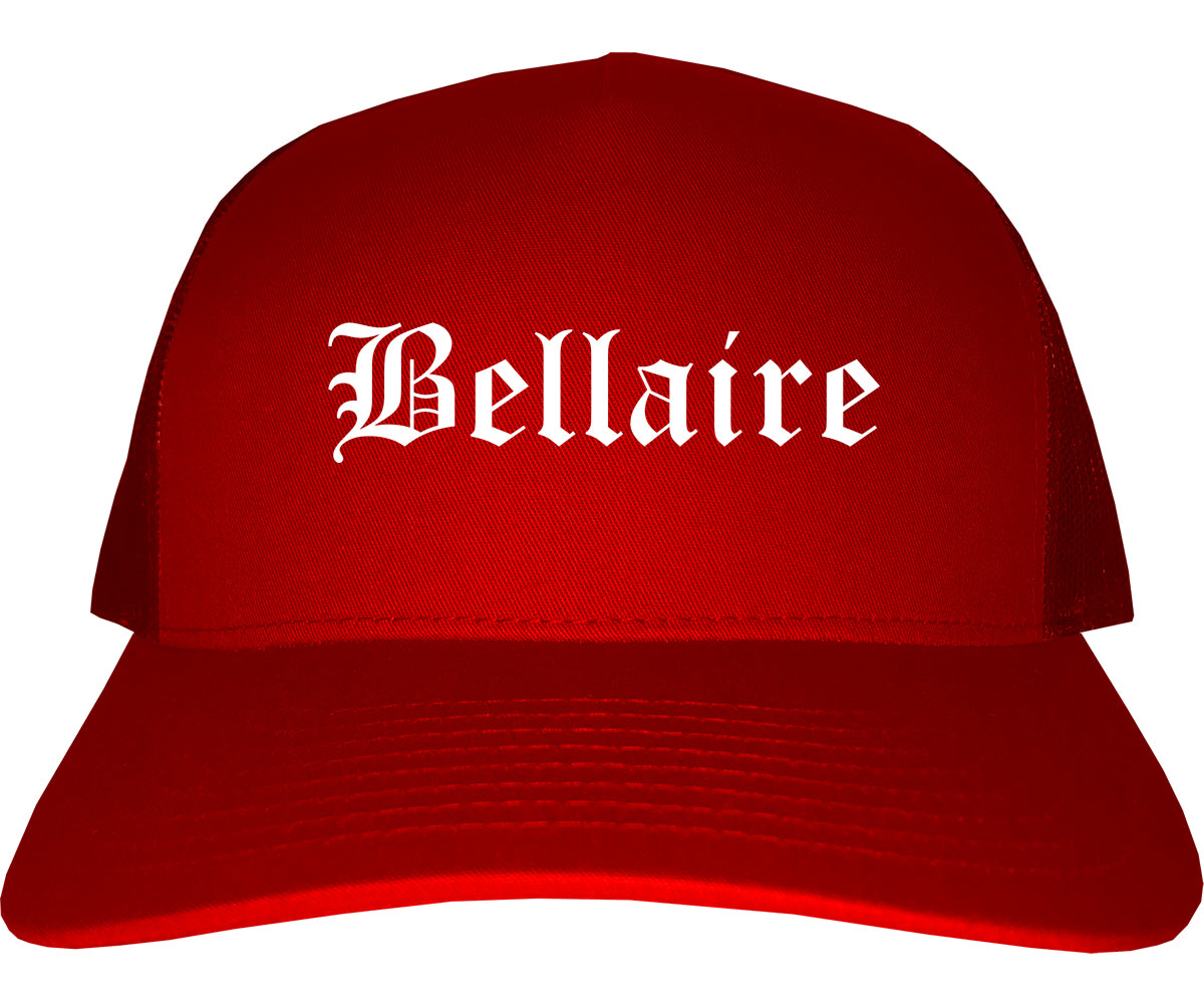 Bellaire Ohio OH Old English Mens Trucker Hat Cap Red