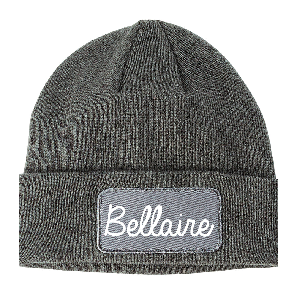 Bellaire Ohio OH Script Mens Knit Beanie Hat Cap Grey