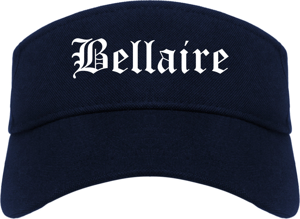 Bellaire Ohio OH Old English Mens Visor Cap Hat Navy Blue
