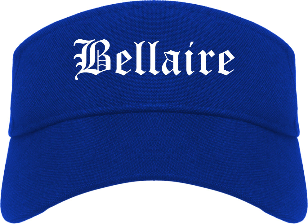 Bellaire Ohio OH Old English Mens Visor Cap Hat Royal Blue