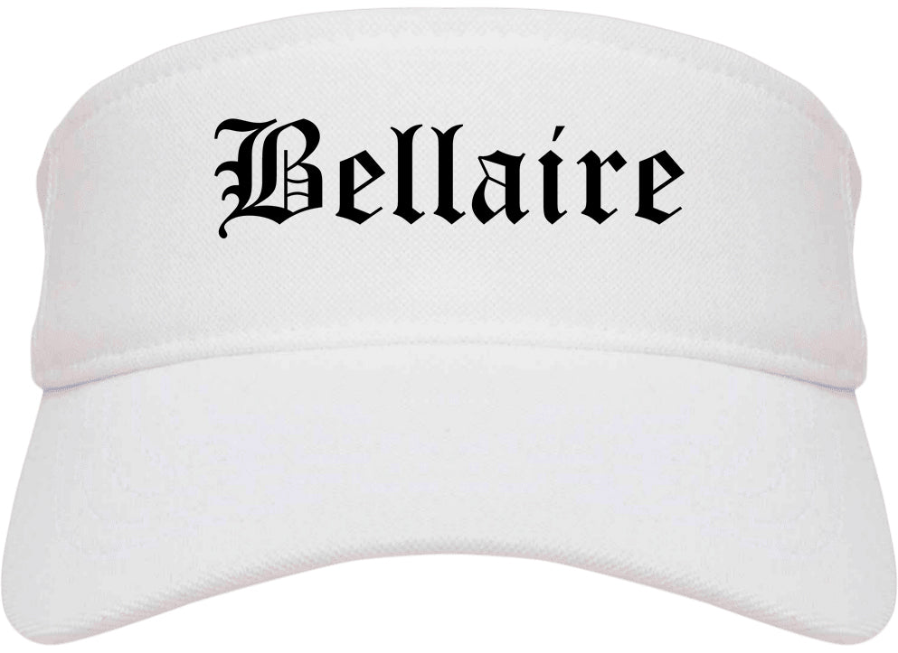 Bellaire Ohio OH Old English Mens Visor Cap Hat White