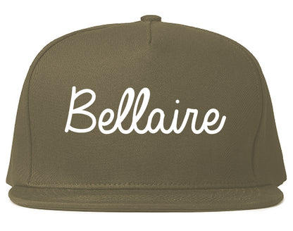 Bellaire Texas TX Script Mens Snapback Hat Grey