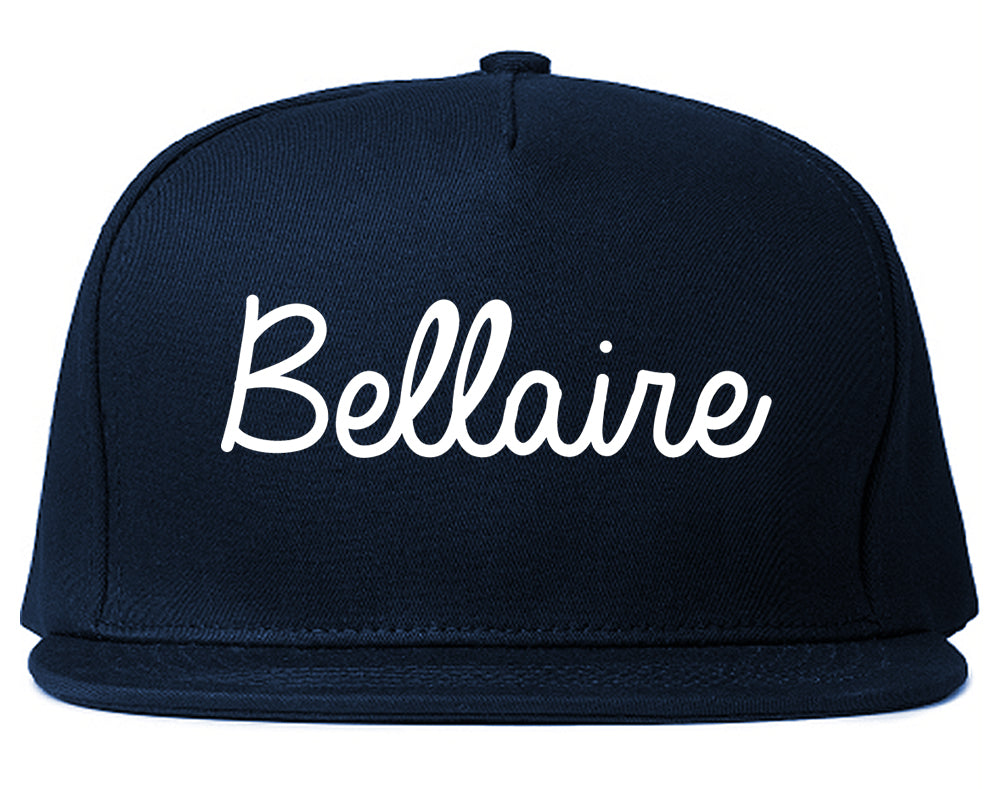 Bellaire Texas TX Script Mens Snapback Hat Navy Blue