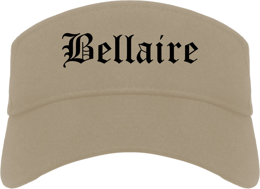 Bellaire Texas TX Old English Mens Visor Cap Hat Khaki