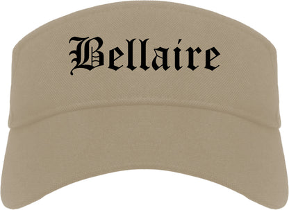 Bellaire Texas TX Old English Mens Visor Cap Hat Khaki