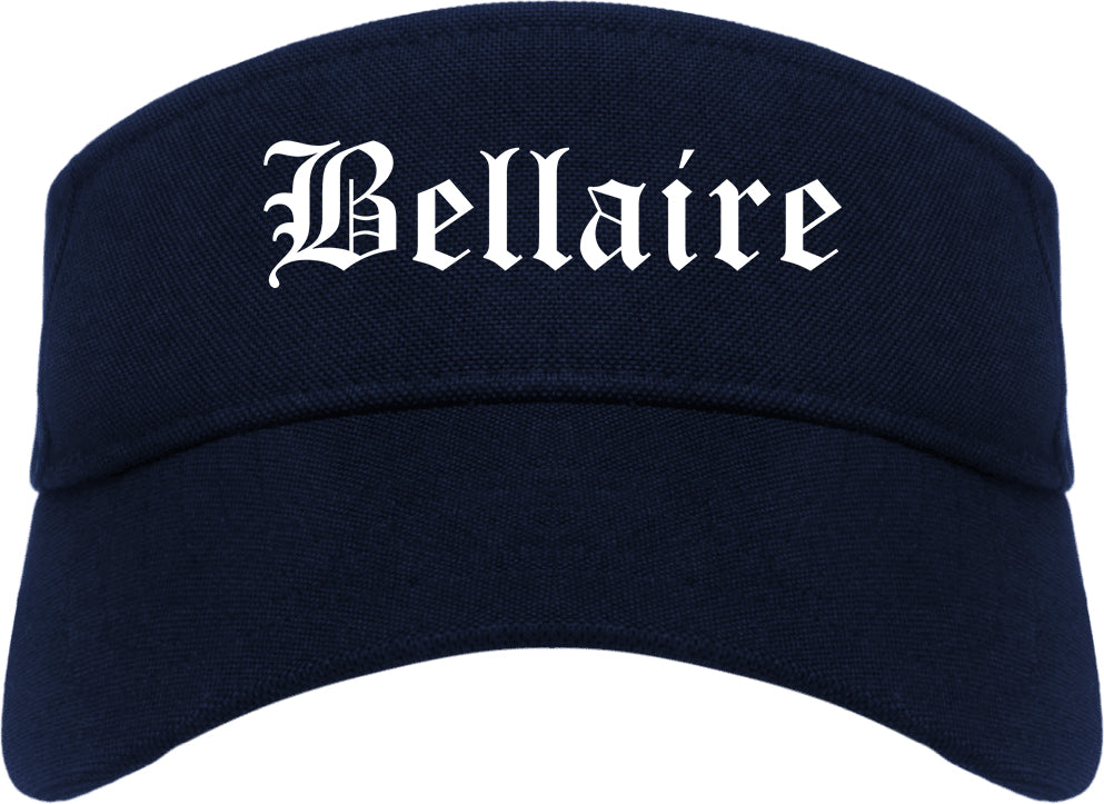 Bellaire Texas TX Old English Mens Visor Cap Hat Navy Blue
