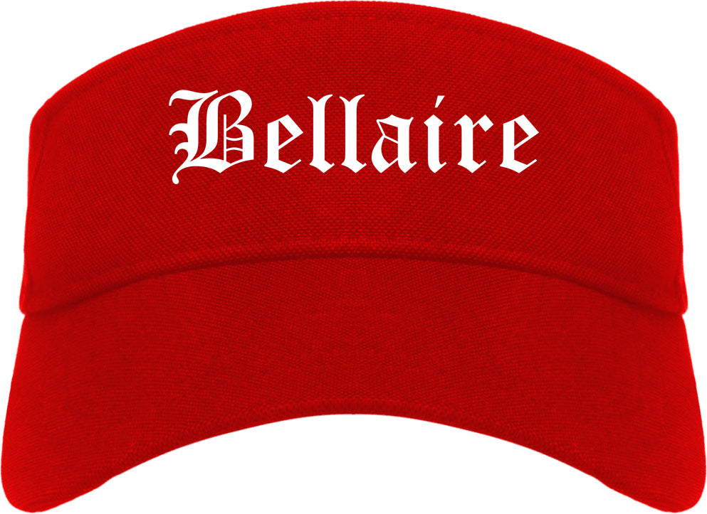 Bellaire Texas TX Old English Mens Visor Cap Hat Red