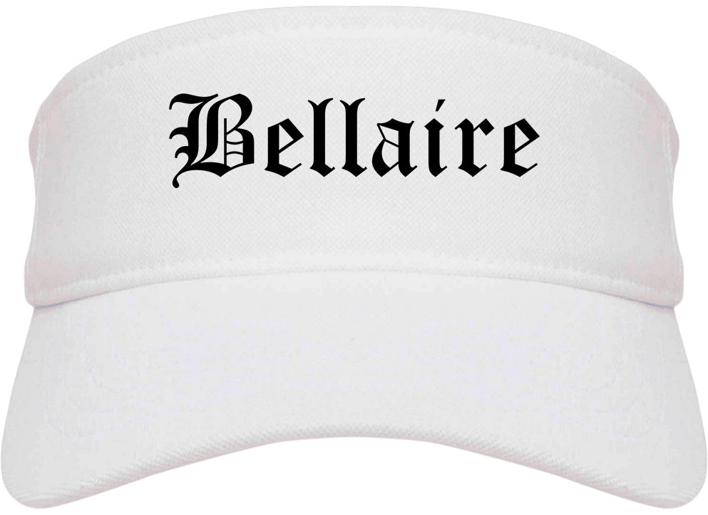 Bellaire Texas TX Old English Mens Visor Cap Hat White
