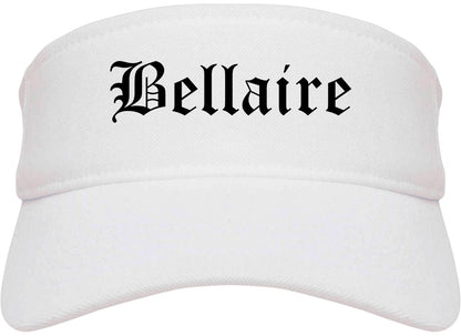 Bellaire Texas TX Old English Mens Visor Cap Hat White